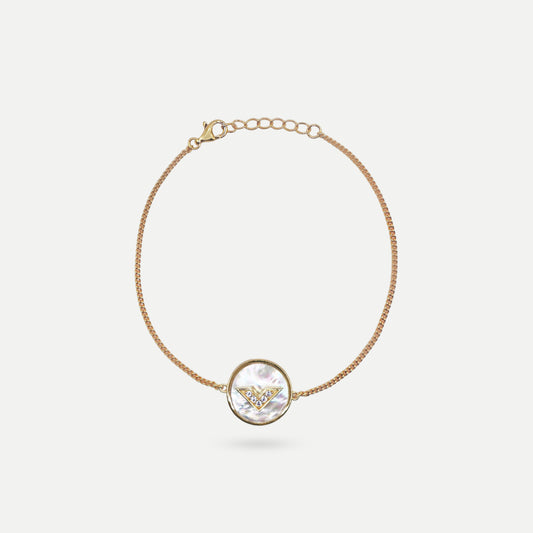 18K gold plated bracelet with white Mother-of-pearl